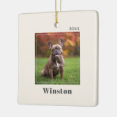 Ornement En Céramique Modern Ivory Custom Pet Name Photo (Gauche)