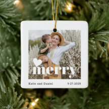 Modern Merry Holiday Family Double Sided Photo