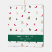 Ornement En Céramique Modern Minimal Red Cardinal Christmas Tree Pattern (Gauche)