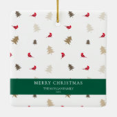 Ornement En Céramique Modern Minimal Red Cardinal Christmas Tree Pattern (Dos)