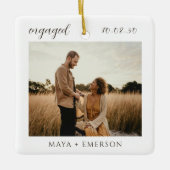 Ornement En Céramique Modern Script Rustic Engagement Photo Keepsake  (Devant)
