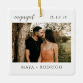 Ornement En Céramique Modern Script Rustic Engagement Photo Keepsake (Devant)