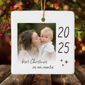 Ornement En Céramique Modern Simple First Christmas As Auntie Photo