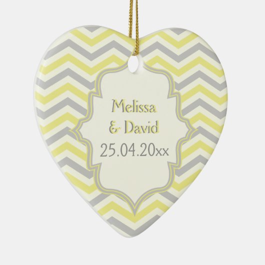 Ornement En Céramique Modern yellow, grey, ivory chevron pattern custom (Droite)