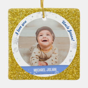 Ornement En Céramique Moderne 2 Photos Baby Boy First Christmas Uncle