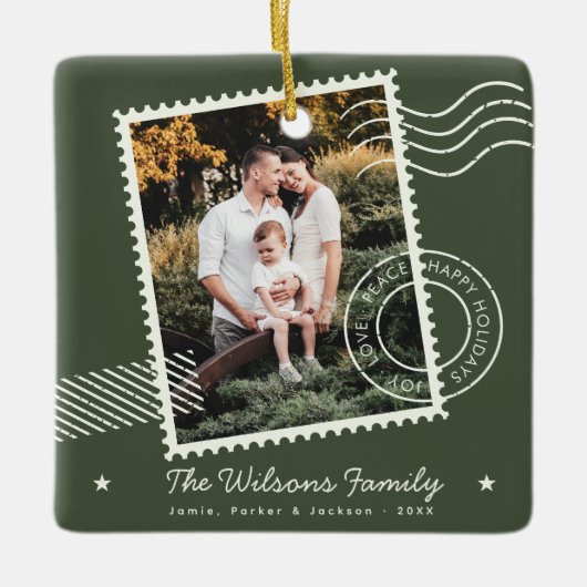 Ornement En Céramique Moderne Chaleureuse Famille Photo Jolie Timbre Vac (Devant)