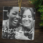 Ornement En Céramique Moderne Chic Coeur Best Friends Besties BFF Photo<br><div class="desc">Le design est composé d'une typographie de script cursive amusante et ludique avec une police sans serif. Ajoutez une photo personnalisée.</div>
