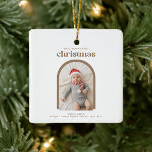 Ornement En Céramique Moderne Élégant Arche Photo Premier Noël de Bébé
