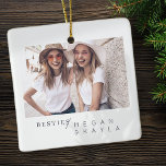 Ornement En Céramique Moderne minimaliste Best Friends BFF Photo<br><div class="desc">Design is composed of fun and playful typographiy with sans serif and serif font. Add a custom photo.</div>