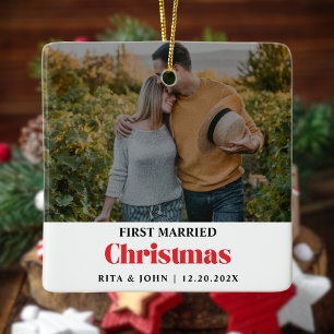 Ornement En Céramique Moderne minimaliste Mariage Premier métal de Noël