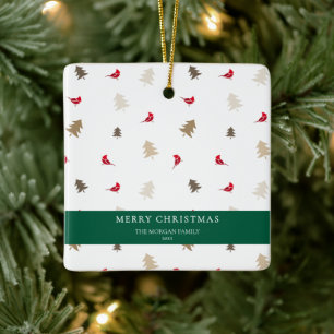 Ornement En Céramique Moderne motif d'arbre de Noël minimal rouge cardin