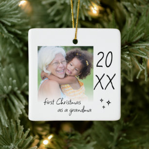 Ornement En Céramique Moderne Premier Noël En Tant Que Grand-Mère Photo