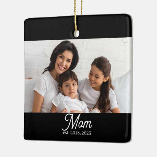 Ornement En Céramique Mom Established Black White Script Photo Ceramic O (Gauche)
