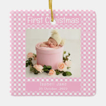 Mon premier Buffle rose de Noël Plaid Baby Photo