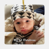 Ornement En Céramique Mon premier Noël Bleu Tiny DOTS Baby Boy Photo (Devant)