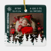 Ornement En Céramique Mon premier Noël, Statistiques de naissance (Devant)