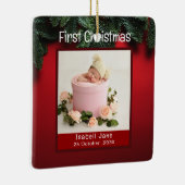 Ornement En Céramique Mon tout premier Noël Nom personnalisé Photo (Droite)