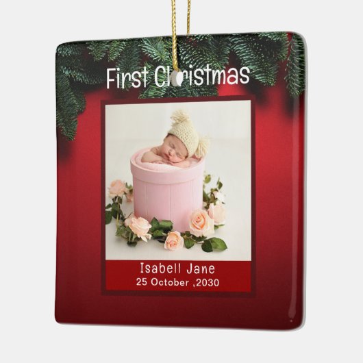 Ornement En Céramique Mon tout premier Noël Nom personnalisé Photo (Gauche)