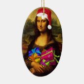 Ornement En Céramique Mona Lisa Arrive Comme Père Noël (Droite)