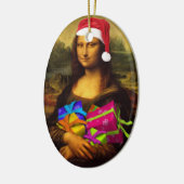 Ornement En Céramique Mona Lisa Arrive Comme Père Noël (Gauche)