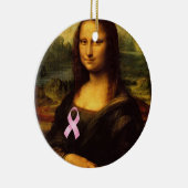 Ornement En Céramique Mona Lisa Au Ruban Rose (Droite)
