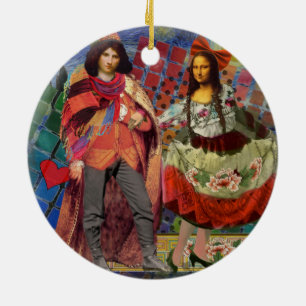 Ornement En Céramique Mona Lisa Romantique Drôle Coloré Travail d'art