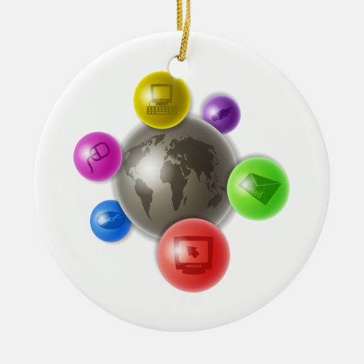 Ornement En Céramique Monde des ordinateurs (Devant)