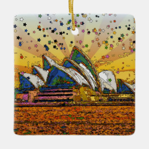 Ornement En Céramique Monde Psychedelique : Skyline de Sydney A1