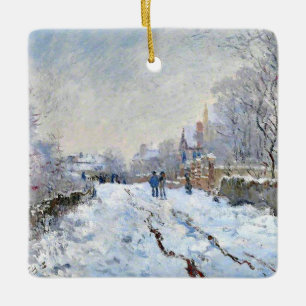 Ornement En Céramique Monet - Scène de neige à Argenteuil