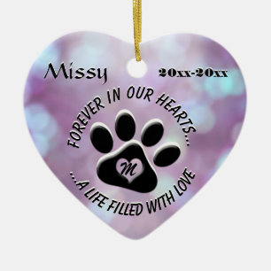 Ornement En Céramique Monogram Pet Memorial Heart