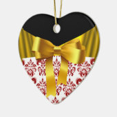 ORNEMENT EN CÉRAMIQUE MONOGRAME DE RIBBON DORÉ ROUGE BLANC (Gauche)