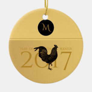 Ornement En Céramique Monogramme 2017 vintage élégant d'année de coq 