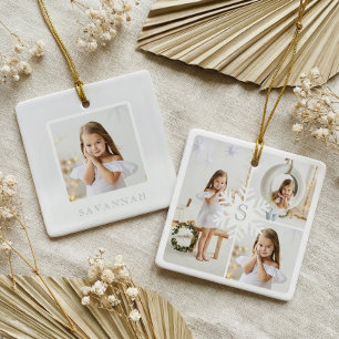 Ornement En Céramique Monogramme 3 photo du monogramme moderne Snowflake