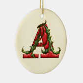 Ornement En Céramique Monogramme A de houx de Noël (Droite)