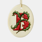 Ornement En Céramique Monogramme B de houx de Noël (Droite)