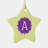 Ornement En Céramique Monogramme Citron Chevron avec violet (Droite)