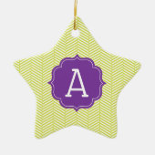 Ornement En Céramique Monogramme Citron Chevron avec violet (Devant)