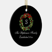 Ornement En Céramique Monogramme classique Holly Wreath Custom Christmas (Droite)