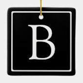 Ornement En Céramique Monogramme classique simple | Texte noir et blanc (Dos)