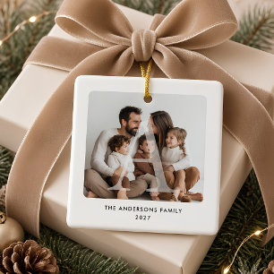 Ornement En Céramique Monogramme de famille Photo personnalisée Noël