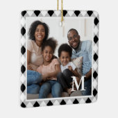 Ornement En Céramique Monogramme de Jacquard noir et blanc rustique (Droite)