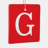 Ornement En Céramique Monogramme de lettre initiale rouge blanc simple (Droite)