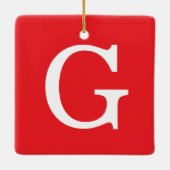 Ornement En Céramique Monogramme de lettre initiale rouge blanc simple (Dos)