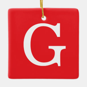 Ornement En Céramique Monogramme de lettre initiale rouge blanc simple