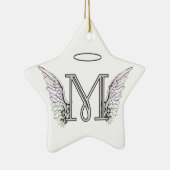Ornement En Céramique Monogramme initial de la lettre M avec des ailes (Droite)