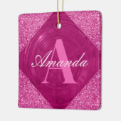 Ornement En Céramique Monogramme moderne Parties scintillant rose (Gauche)