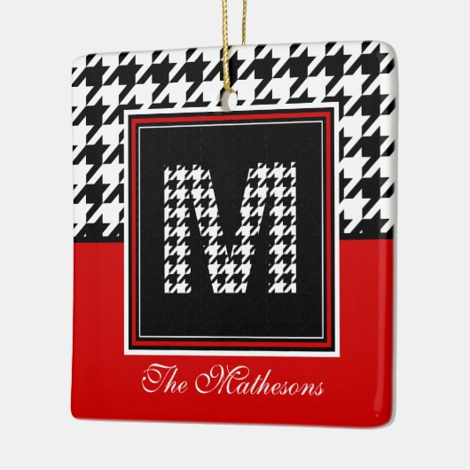 Ornement En Céramique Monogramme Motif classique Houndstooth rouge et no (Gauche)