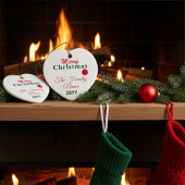 Ornement En Céramique Monogramme, nom et année Personnalisé Joyeux Noël