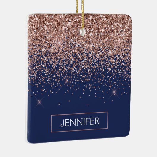 Ornement En Céramique Monogramme Parties scintillant Blush Rose Rose Or (Droite)