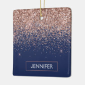 Ornement En Céramique Monogramme Parties scintillant Blush Rose Rose Or (Gauche)